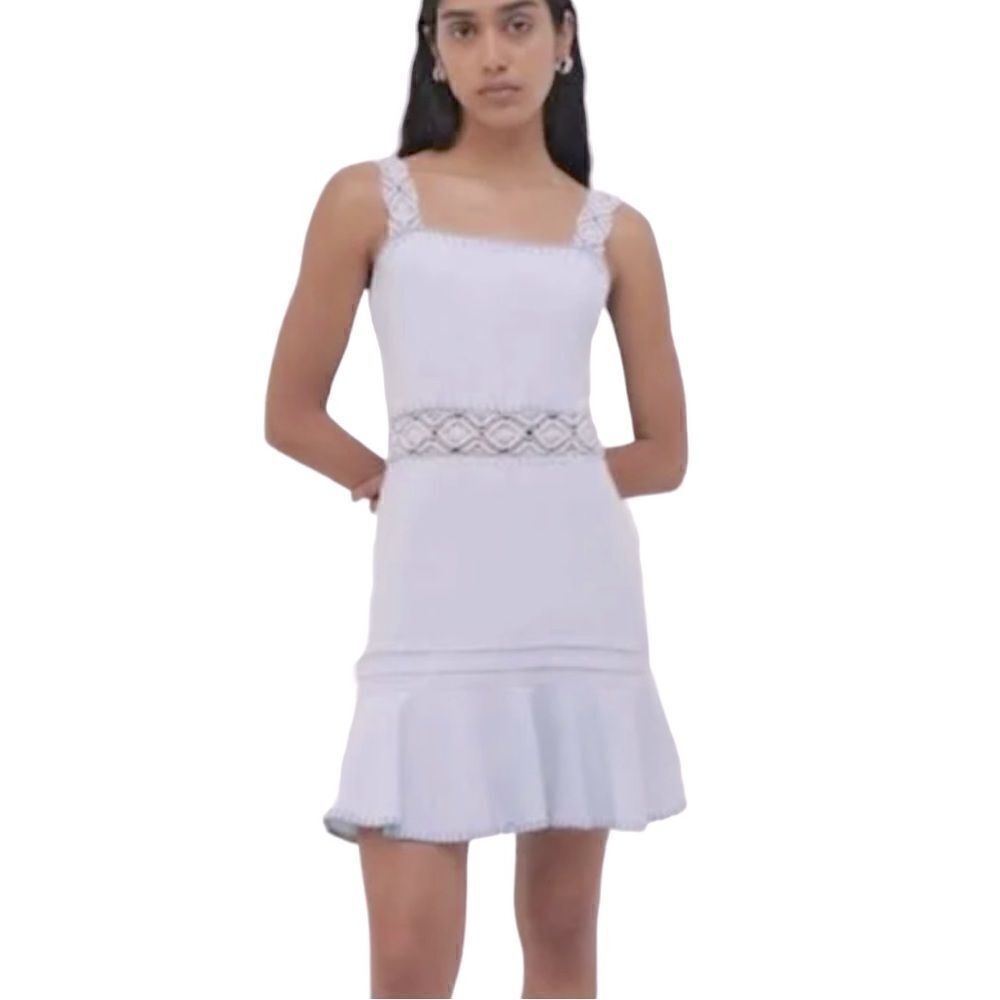 Jonathan Simkhai Flora Crochet Macrame Mini Blue/Grey Dress Size 14